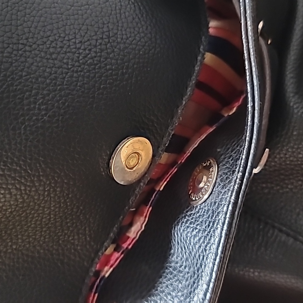 Tignanello Black Leather Bikercore Bohemian Hobo Shoulder Bag Satchel PurseTote - Picture 12 of 16